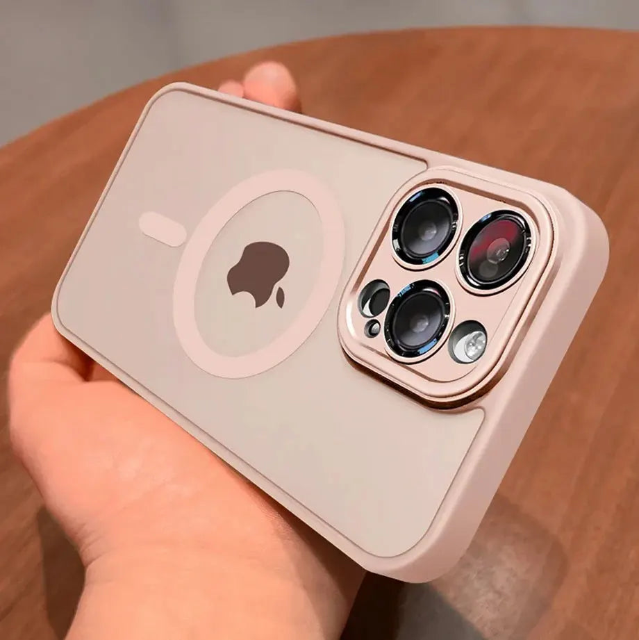 Funda magnética de lujo con carga inalámbrica para iPhone.