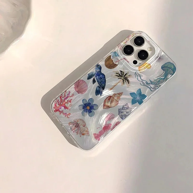 Funda diseño personalizado de elementos oceánicos para iPhone
