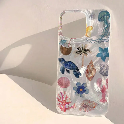 Funda diseño personalizado de elementos oceánicos para iPhone