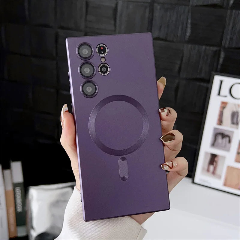 Funda mate para Samsung con carga inalámbrica magnética.