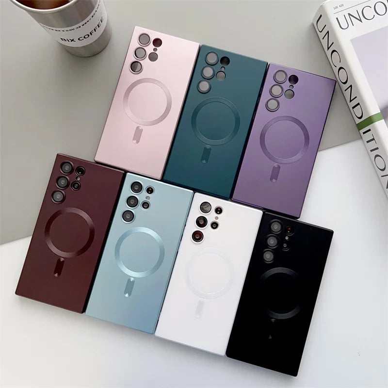 Funda mate para Samsung con carga inalámbrica magnética.