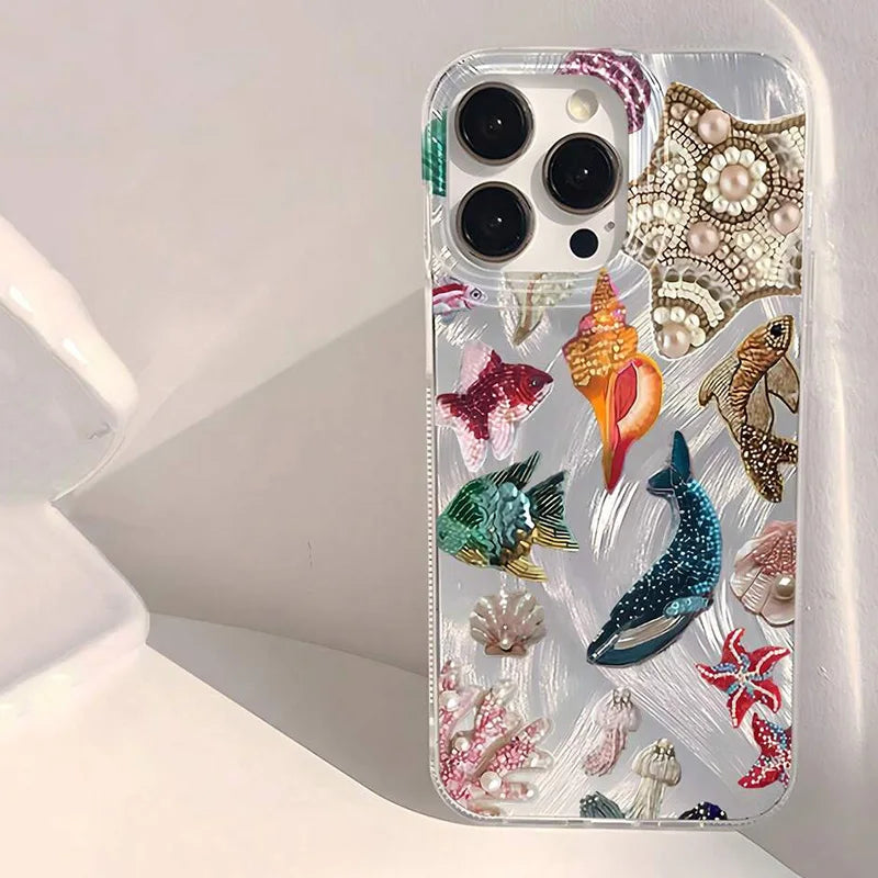 Funda diseño personalizado de elementos oceánicos para iPhone