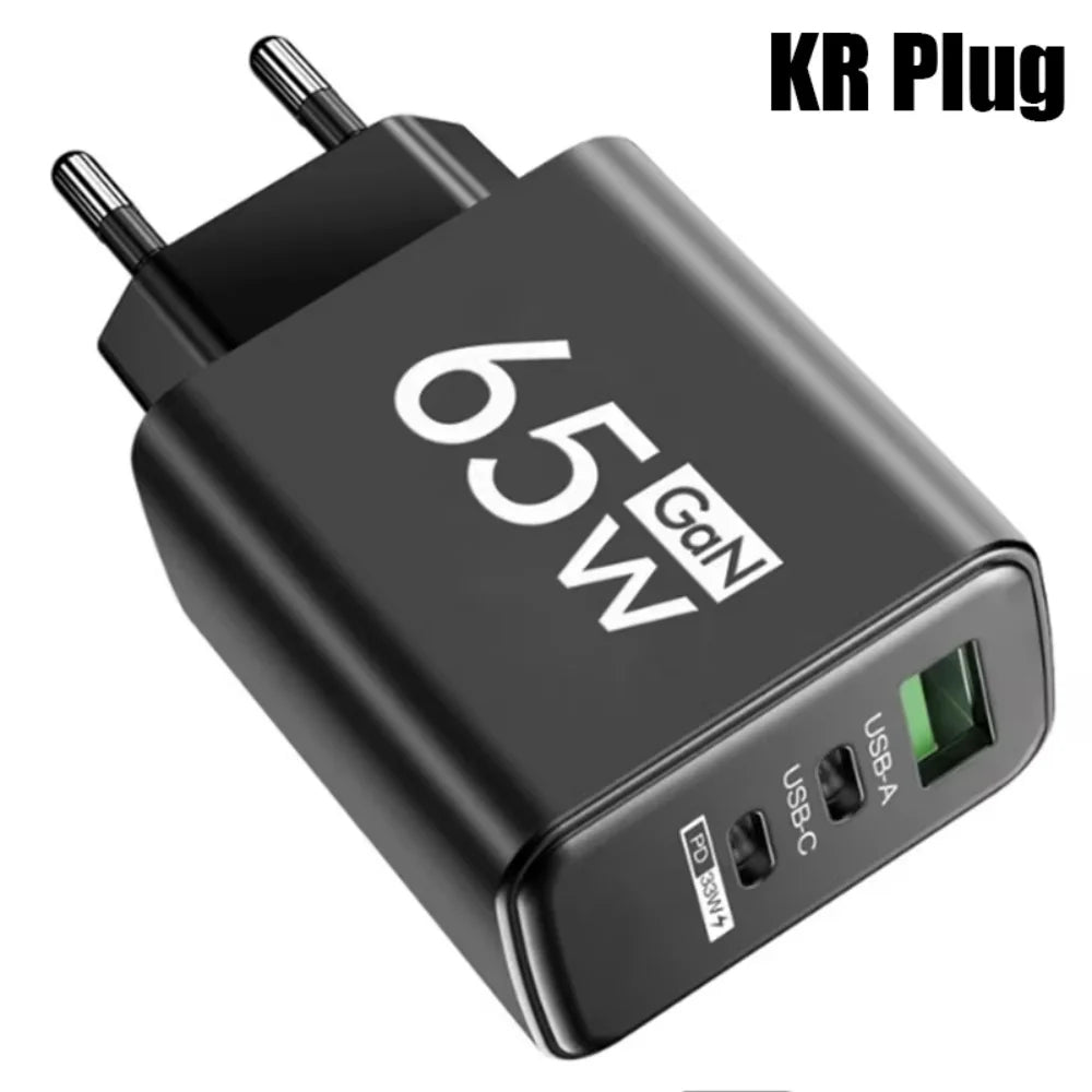 Cargador rápido GaN de 65 W, USB tipo C PD QC3.0. Accesorio