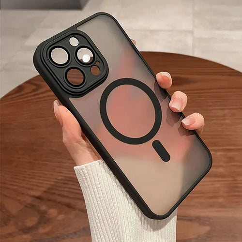 Funda magnética de lujo con carga inalámbrica para iPhone.