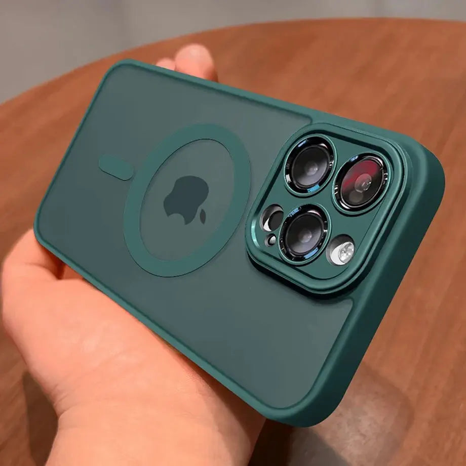 Funda magnética de lujo con carga inalámbrica para iPhone.