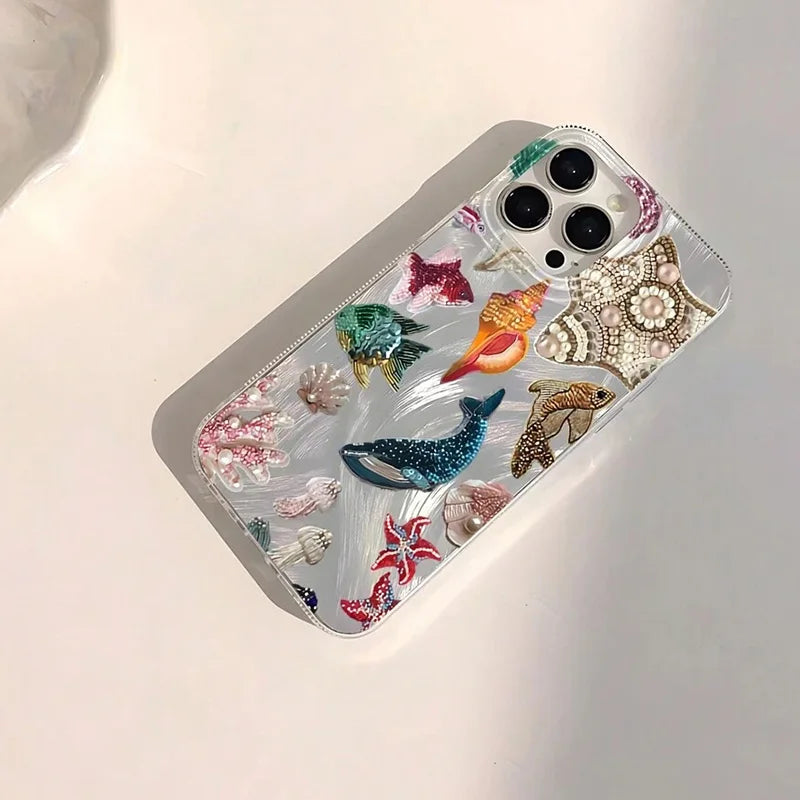 Funda diseño personalizado de elementos oceánicos para iPhone