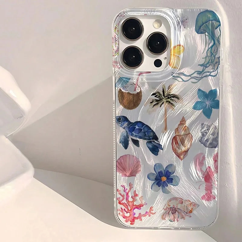 Funda diseño personalizado de elementos oceánicos para iPhone