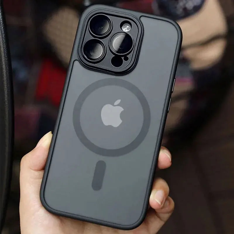 Funda magnética de lujo con carga inalámbrica para iPhone.