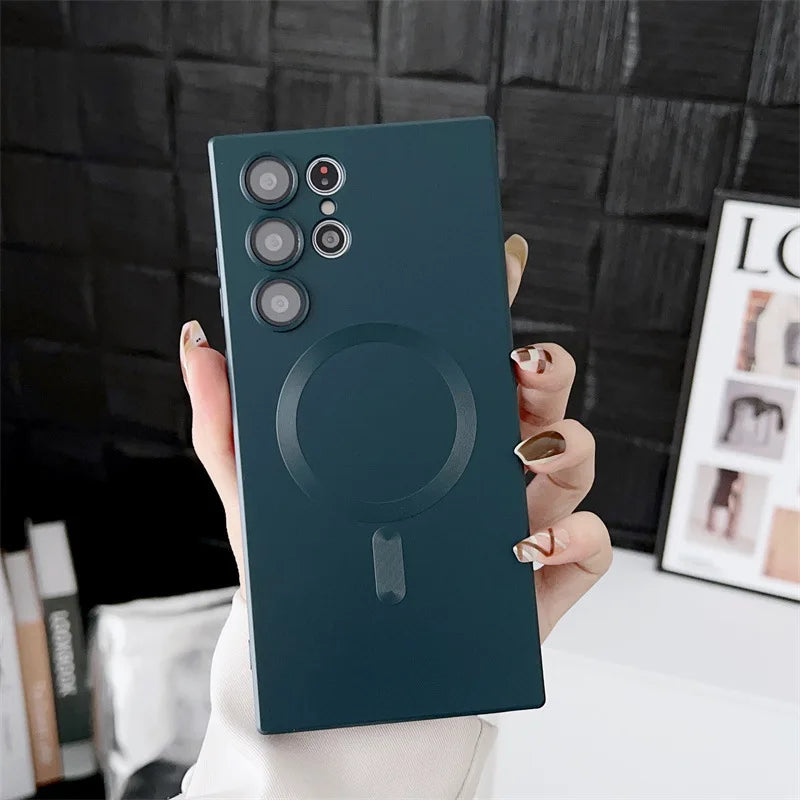 Funda mate para Samsung con carga inalámbrica magnética.