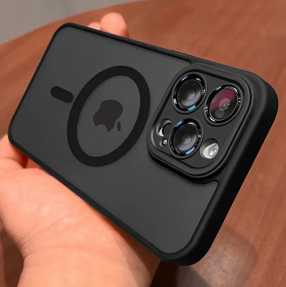 Funda magnética de lujo con carga inalámbrica para iPhone.