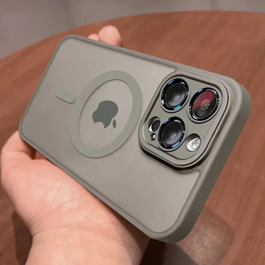 Funda magnética de lujo con carga inalámbrica para iPhone.