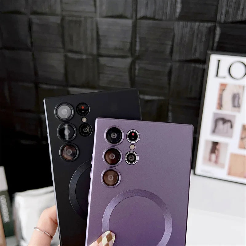 Funda mate para Samsung con carga inalámbrica magnética.