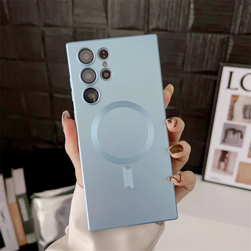 Funda mate para Samsung con carga inalámbrica magnética.