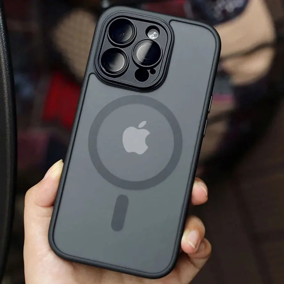Funda magnética de lujo con carga inalámbrica para iPhone.