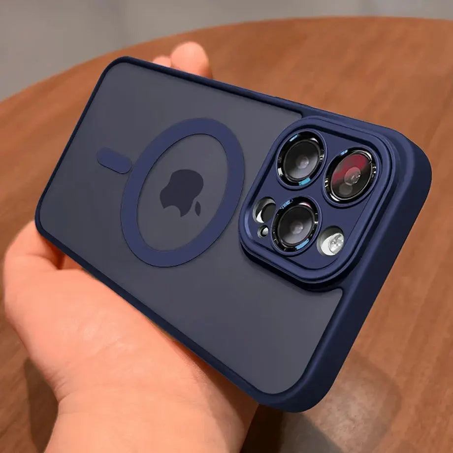 Funda magnética de lujo con carga inalámbrica para iPhone.