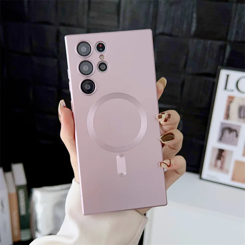 Funda mate para Samsung con carga inalámbrica magnética.