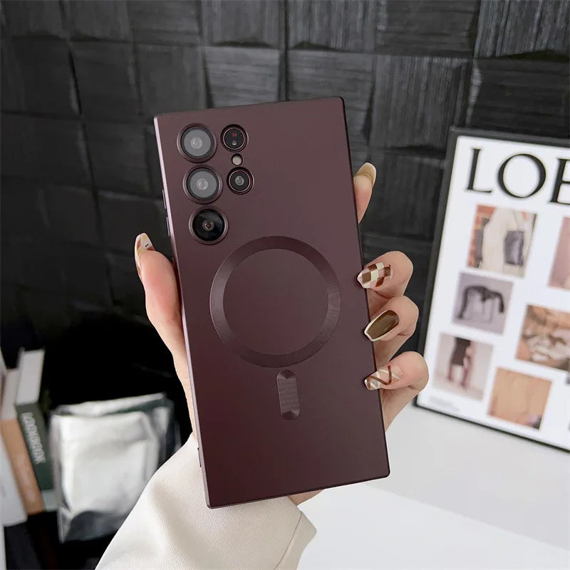Funda mate para Samsung con carga inalámbrica magnética.