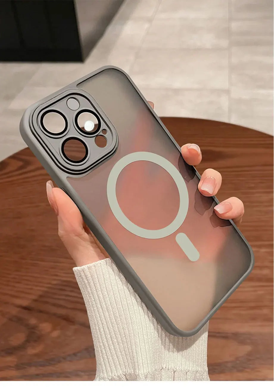 Funda magnética de lujo con carga inalámbrica para iPhone.